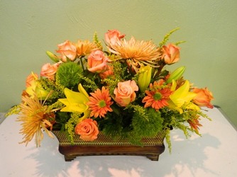 Bright Autumn Centerpiece from local Myrtle Beach florist, Bright & Beautiful Flowers