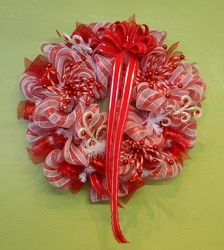 Peppermint Christmas Wreath from local Myrtle Beach florist, Bright & Beautiful Flowers